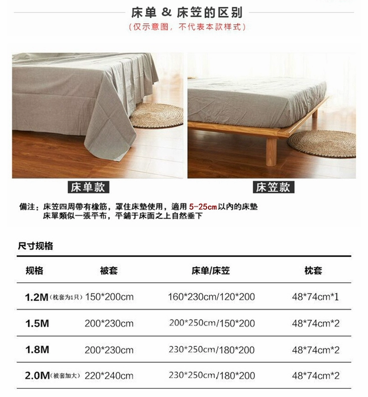 Muji Tianzhu bông denim Khăn đan trần truồng bông bông bông, bộ đồ giường ba mảnh tấm được trang bị - Bộ đồ giường bốn mảnh