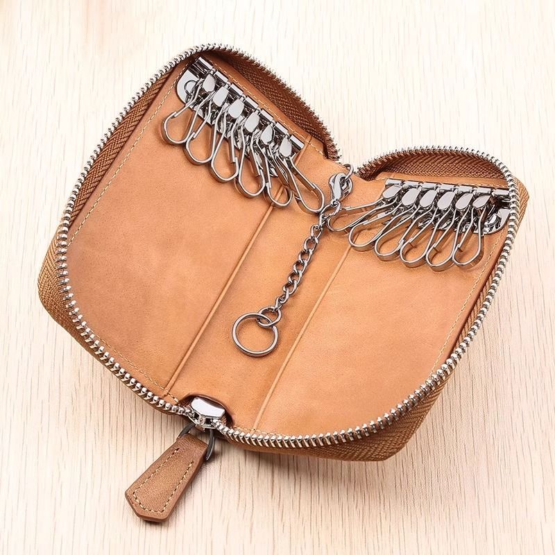 New Trendy Genuine Leather Key Case for Men, Zipper Large Capacity Car Multifunctional Waist Hanging Key Case for Women New Trendy Genuine Leather Key Case for Men, Zipper Large Capacity Car Multifunctional Waist Hanging Key Case for Women