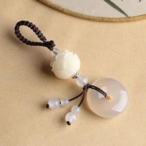 Chalcedony buckle Bodhi Lotus car keychain pendant agate jade agate jade Agate for men and women