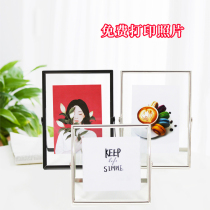 Nordic ins double-sided transparent metal photo frame ornaments 67 8 10 12 inch diy creative glass table square