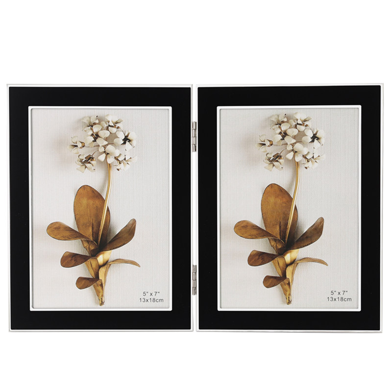 Simple modern stainless steel folding double photo frame table 6 inch 810 inch couple glass ornaments wedding photo frame