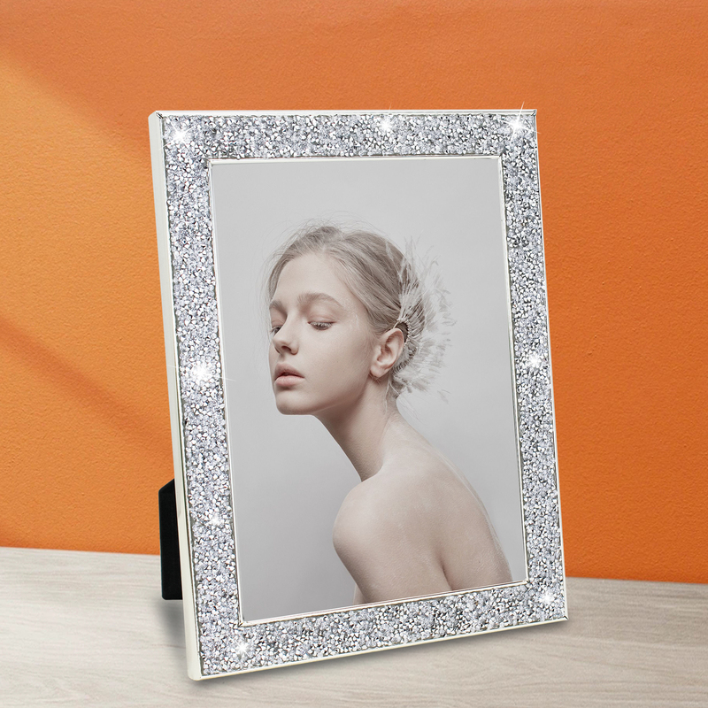 Light Luxury and Simple Crystal Diamond Metal Photo Frame 6inch 710inch Photo Frame with a High-End Feel for Display, A4 Photo, Wedding Photo, Wall Hanging