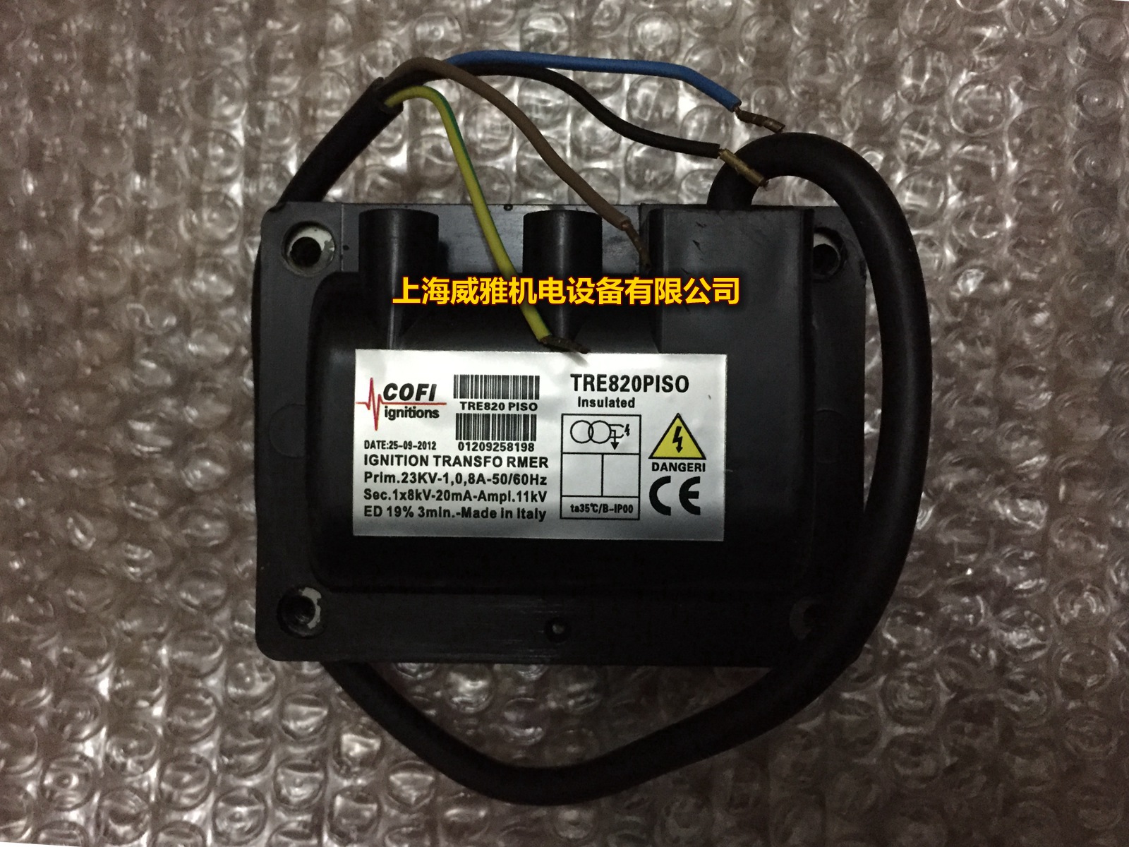 TRE820P 4 TRE820PISO COFI burner) Ignition transformer) High voltage package) Firearm