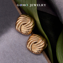 Guomao jewelry small fragrance 18K gold ear shot retro fashion simple atmosphere everyday wild inlaid earrings