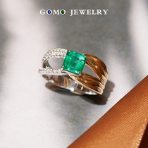 Guomao jewelry natural Gild Carat emerald closed ring female 18K gold diamond inlaid custom section