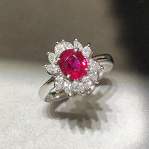 Guomao jewelry Myanmar natural pigeon blood red no burning red gemstone 18K gold ring inlaid with diamonds with certificate customization