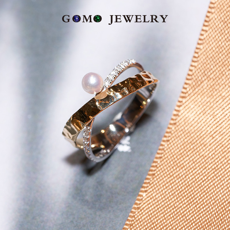 Gomao Jewelry Natural Akoya Pearl Ring Female Gold 18k Gold Diamonds 100 hitch a little crowdsourced gift customization