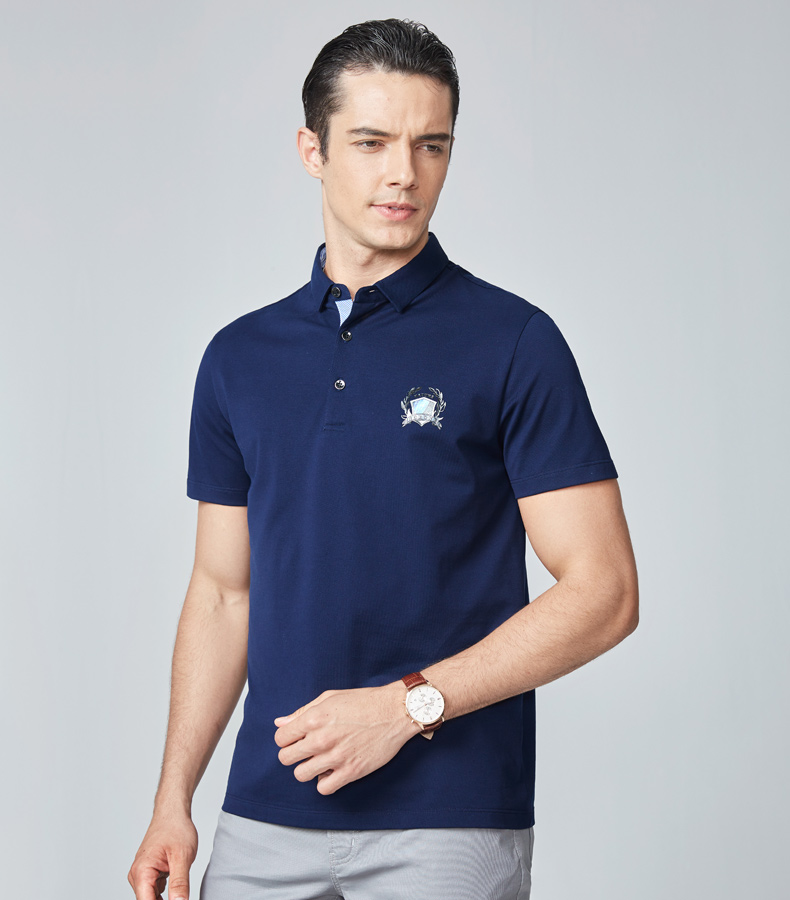 Chín động vật chăn nuôi nam ngắn tay T-Shirt 2018 mùa hè mới thanh niên nam mỏng ve áo rắn màu polo áo triều