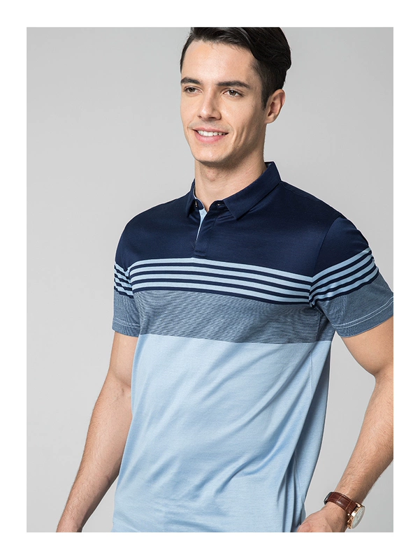 Chín động vật chăn nuôi nam ngắn tay T-Shirt mùa hè nam mosaic cotton 100% đôi lụa ve áo polo áo sơ mi nam áo polo nam