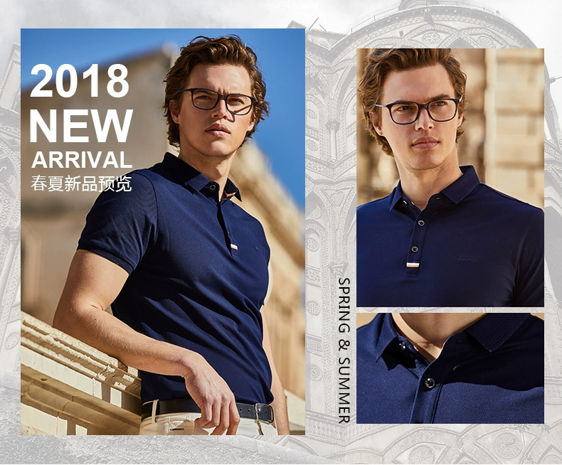 Jiu Mu Wang Nam Ngắn Tay Áo T-Shirt 2018 Mùa Hè Mới Thoải Mái Slim Thanh Niên của Nam Giới Rắn Màu Ve Áo Polo áo sơ mi