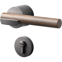 DEINAR Associated Black Walnut Retro Door Handle Log Door Lock Magnetic Silent Room Door Lock