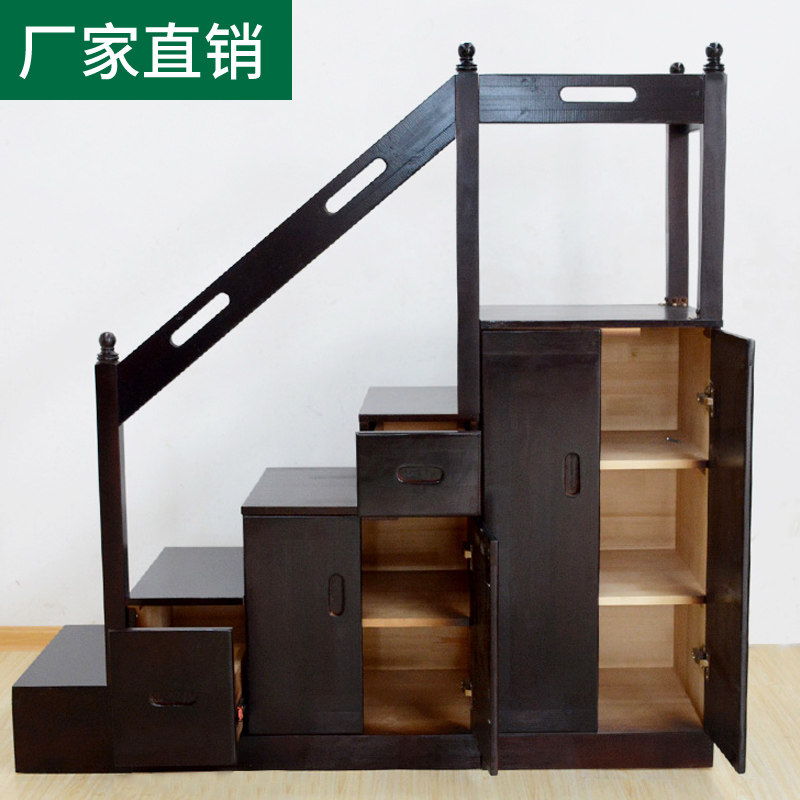 Customizable solid wood household drawer storage cabinet stair cabinet multi-functional duplex balcony climbing up and down bed cabinet