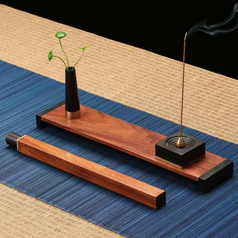 Acid branch seedling silver purple sandalwood inserted incense burner incense seat line incense tube incense a few flowers inserted solid wood incense gift box set