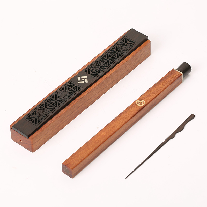 Lying incense burner line incense burner sandalwood burner lying incense box incense tube aromatherapy burner purple light sandalwood hollow seedling silver wood incense set