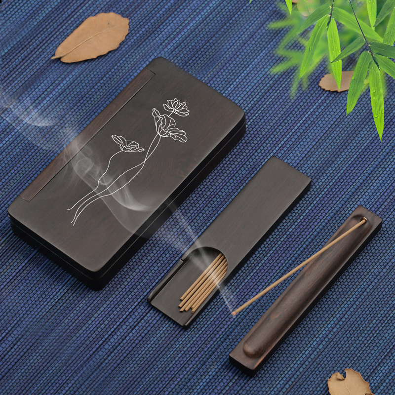 Mahogany portable line incense box Agarwood stove Incense road lying incense plug Household indoor embedded shell shell mother-of-pearl aroma stove