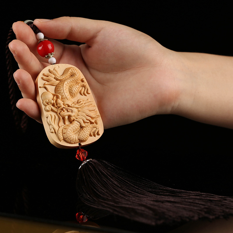 Boxwood carving Buddha brand tassel car pendant mahogany car jewelry ornaments dragon purchase universal handle