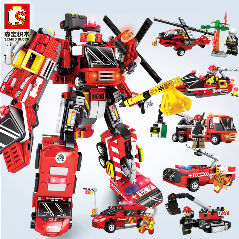 Senbao Deformation Assembled Children's Diamond Car Model 8 Boys 10 Building Blocks Robots 6 Years Old Puzzle Toys