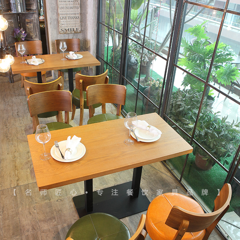 Hotel table and chair combination Economy noodle shop Noodle shop Malatang rice noodle shop Rice noodle shop Solid wood fast food restaurant table and chair