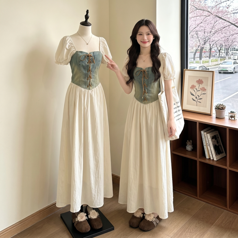 Very Beautiful Denim Patchwork Square-Neck Straight-Shoulder Dress for Women, 2026 New Summer Plus-Size Dress for Chubby Girls, Waist-Cinching Stunning Dress Very Beautiful Denim Patchwork Square-Neck Straight-Shoulder Dress for Women, 2026 New Summer Plus-Size Dress for Chubby Girls, Waist-Cinching Stunning Dress