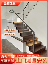 Red Chengdu stainless steel staircase armrest modern minimal household duplex terrace terrace glass railing can be customized