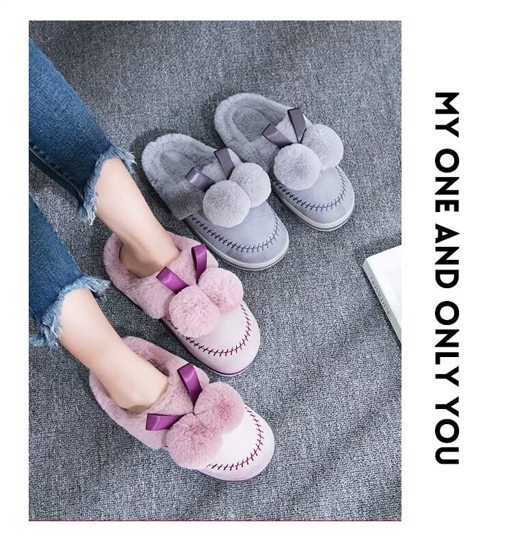 Dép cotton nữ mùa thu và mùa đông ấm áp chống trượt dày dưới nhà nhà tháng sau sinh túi trong nhà với giày lông nam dep long mang trong nha