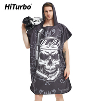 Hiturbo quick-drying bathrobe jacket Printed super absorbent diving sun anti-light outdoor travel swimming beach cloak