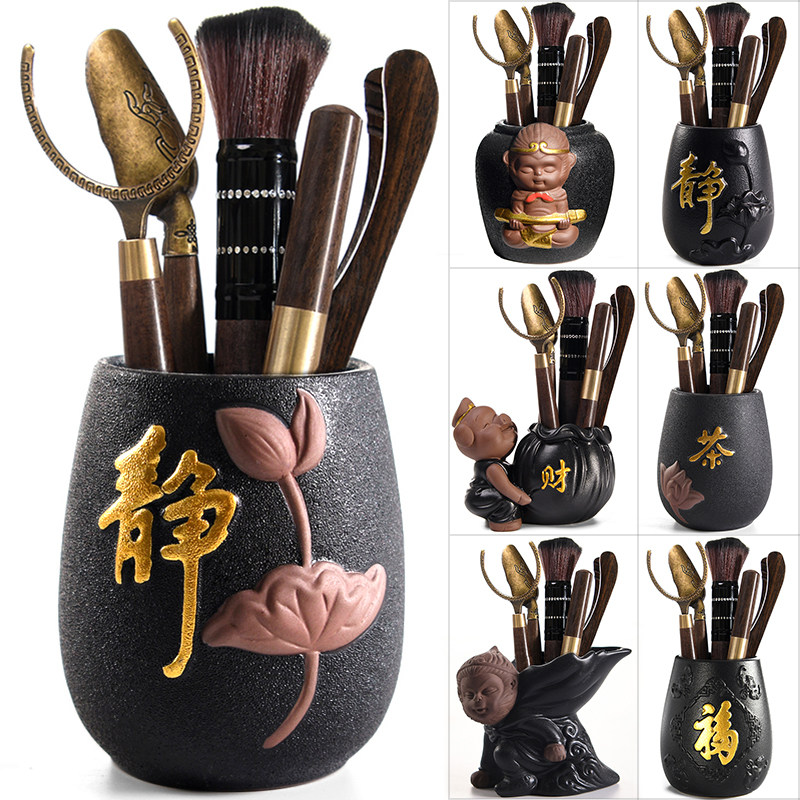 Tea clip bamboo tea cups solid wood tea tweezers tea brewing tools tea set accessories tea ceremony six gentlemen complete set