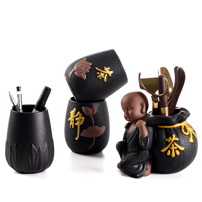 Tea Doug 6 gentleman suit tea cylinder utilitt tea accessories containing cylinder black sandalwood solid wood pen holder desktop office