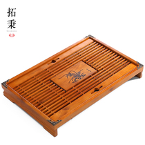 Solid Wood tea tray set home kung fu tea set tea table Tea Sea drainage simple drawer water storage single tray bamboo