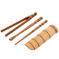 Bamboo tea spoon appreciating tea Lotus kung fu tea set three-piece set household tea ceremony six gentleman bamboo teaspoon kit
