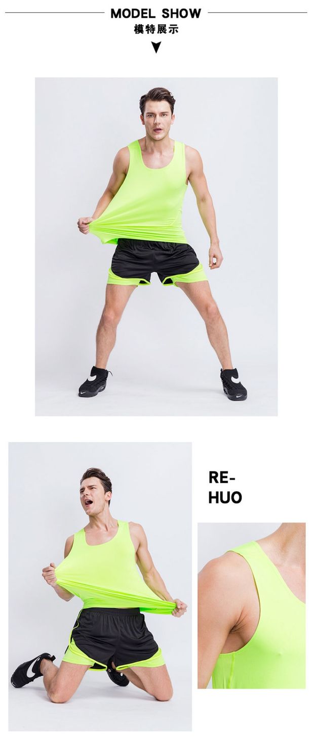 Quần short thể thao nam bó sát hai lớp chống ánh sáng và đào tạo marathon lĩnh vực thể dục nhanh khô quần thoáng khí ba điểm chạy quần túi hộp nam