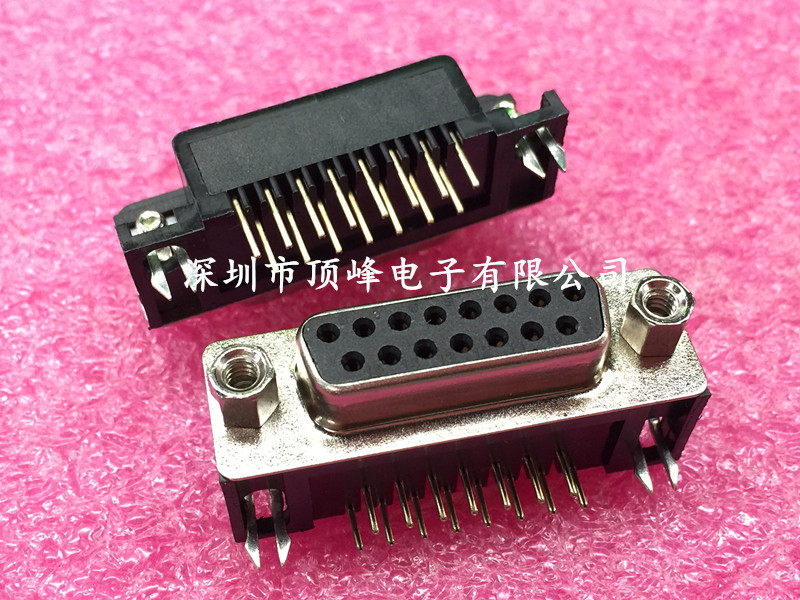 Gold plated DR15 female head male head bend hole bending foot welded plate horizontal DB15 serial port needle holder environmentally-friendly gold plated