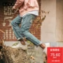 ASDO Quần nam cho nam Màu xanh giặt denim Mùa thu Quần lỏng Quần nam lỗ thủng - Quần jean baggy jean nam