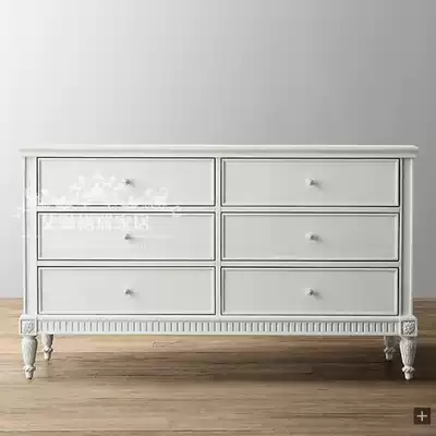 American retro old solid wood bucket cabinet European classical carved multi-drawer storage cabinet living room entrance cabinet decorative cabinet