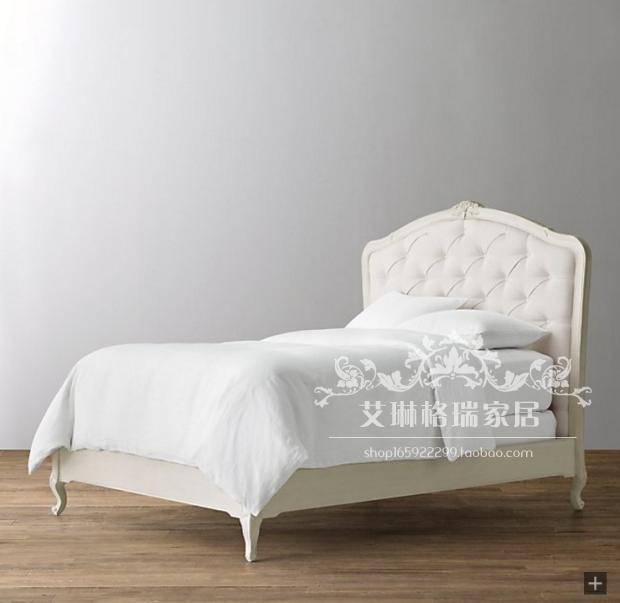Export American Country Solid Wood Upholstered Bed Teenager Bedroom Single Bed Retro Modern Carved Princess Bed Customized