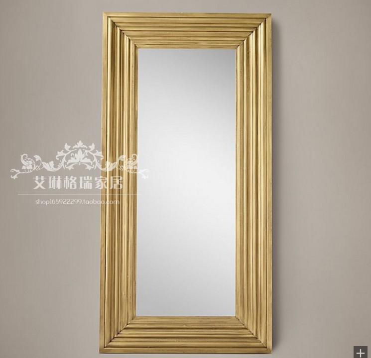 American countryside solid wood full-body mirror floor mirror French style retro solid wood Jedi mirror decoration mirror minimalist around the body mirror