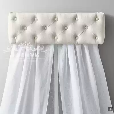 American retro old solid wood soft bag bed crown European French antique solid wood Crown mantle frame gauze frame