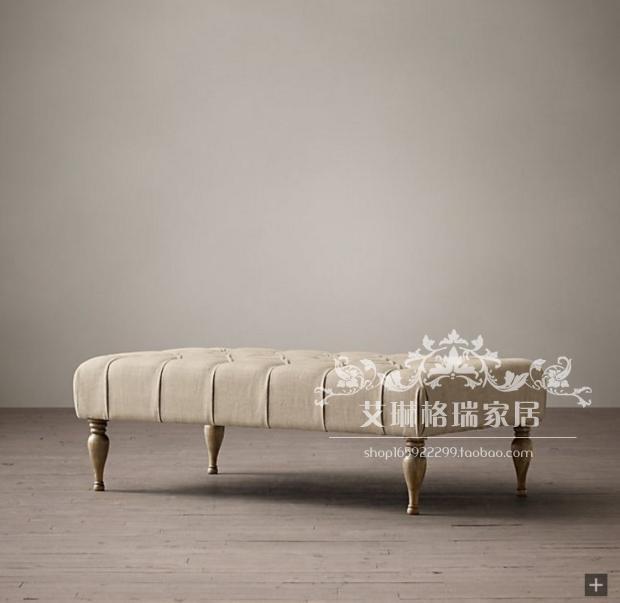 American Solid Wood Cloth Change Shoes Stool Retro Bed Bed Bench Liane Closed Bench American Sofa Stool Foot