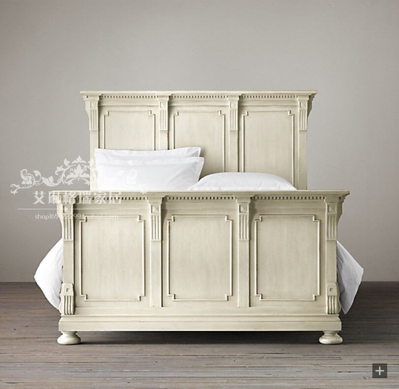 American country solid wood bed French carved master bedroom 18m double bed wedding bed environmental protection furniture log high back bed