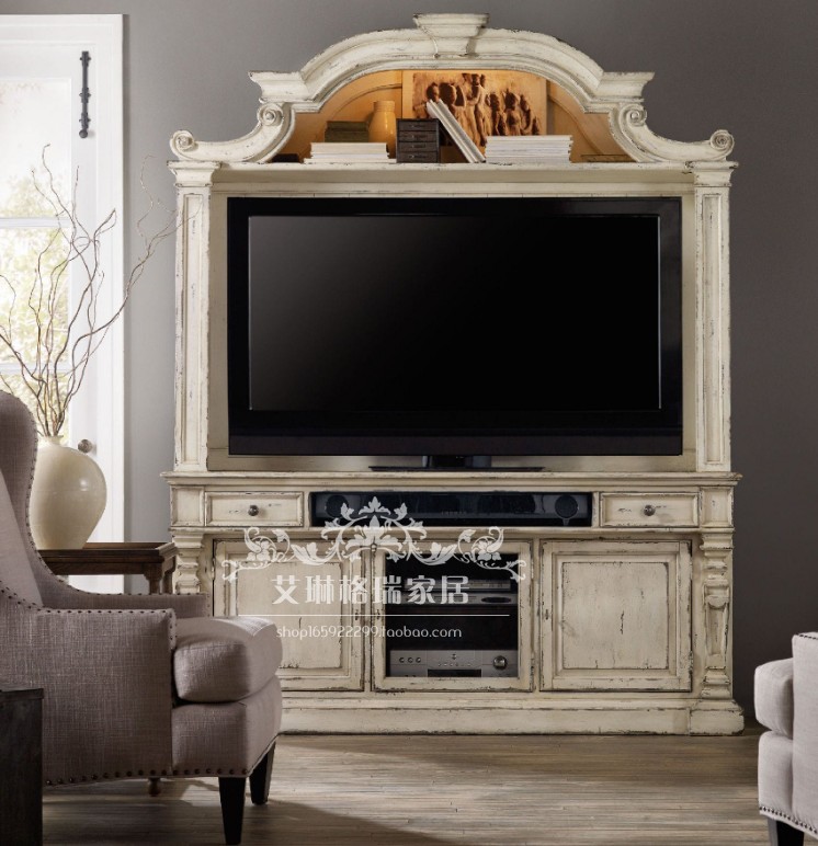 American countryside antique making old solid wood TV cabinet style minimalist retro containing cabinet TV cabinet combined background cabinet