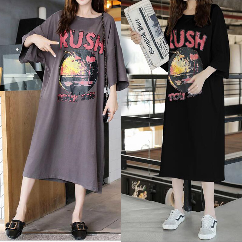 Gats up overweight pregnant women T-shirts Summer loose short sleeve blouses Long version over knee casual T-shirt with 200 catty