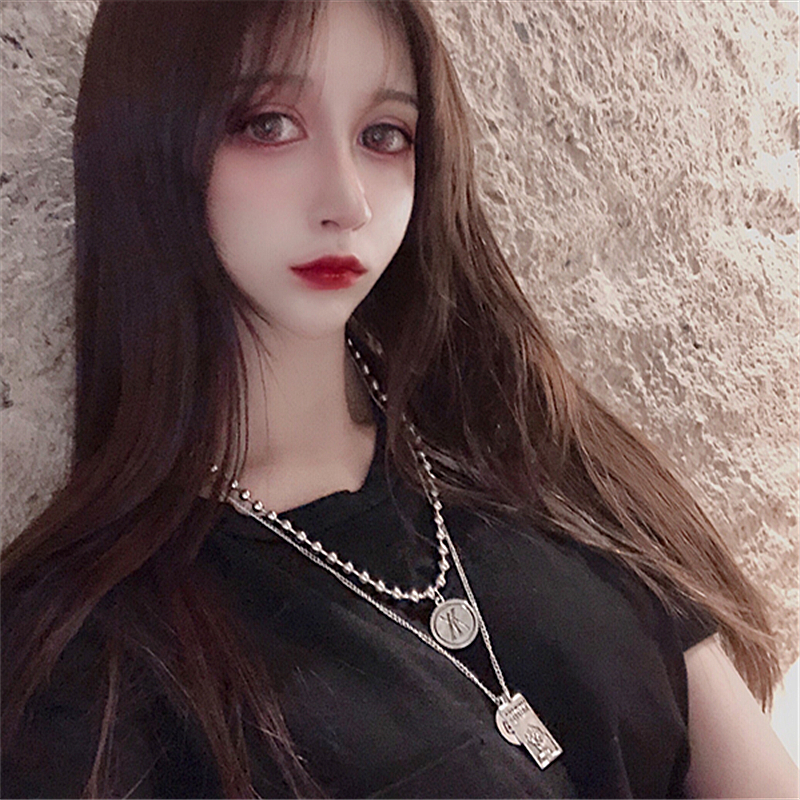 European and American punk necklace female tide simple personality tag hip hop choker men's net red neck jewelry sweater cool