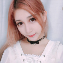 Japanese soft cute cute bow bell collar black velvet strap choker short neck collar