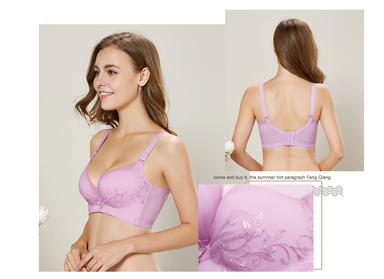 Vẻ đẹp đô thị ngôn ngữ lụa mới B cup của phụ nữ đồ lót bằng thép mềm viền bông thẳng đứng áo ngực bốn hàng khóa điều chỉnh loại thu thập quần lót nữ thun lạnh