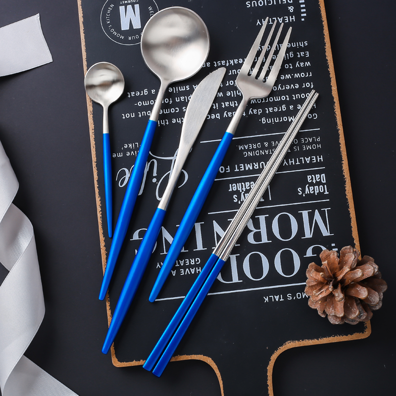 Net red ins knife spoon fork western tableware set 304 stainless steel dining room household Nordic steak knife and fork gift box