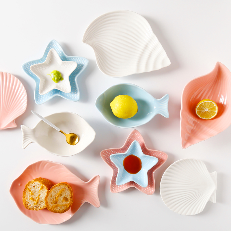 Japanese-style marine bowls and dishes tableware set children's sushi fish plate plate creative fruit breakfast plate sauce plate