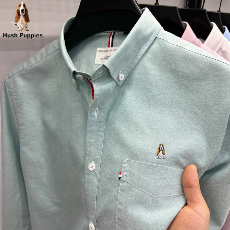 [Outlet Brand Discount] Men's Long-Sleeved Cotton Shirt Embroidered Shirt Versatile Breathable Sweat-Absorbent Inch Shirt