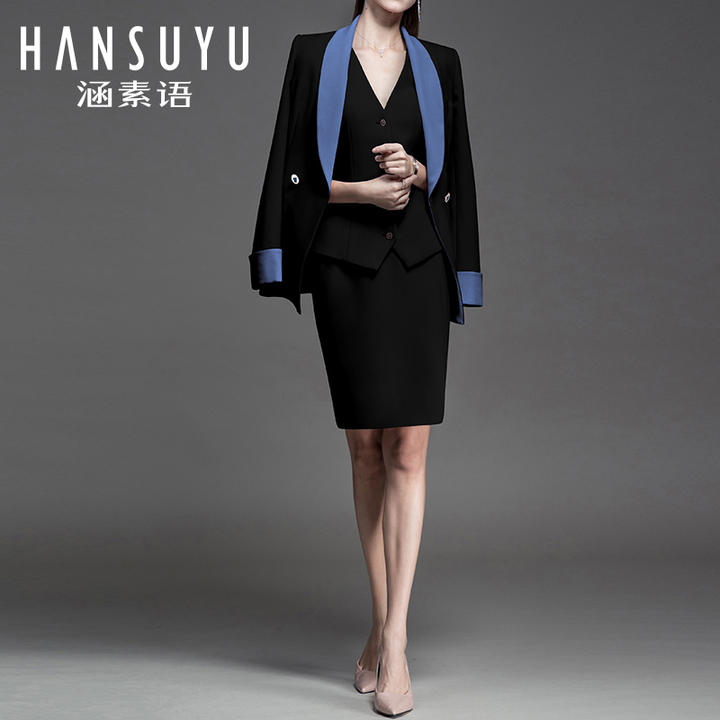 Career Suit Women Fashion spring name Yuanyuan Temperament Western Suit Interview Positive Dress Ol High-end Goddess Van Suit Work Suit