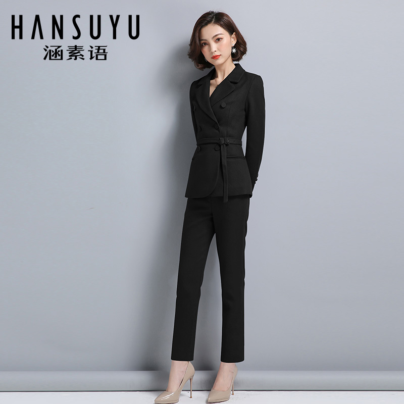 Career Suit Women Fashion Temperament Fan Business Black Western Clothing Sales Department Interview Positive Suit Work Suit-Taobao