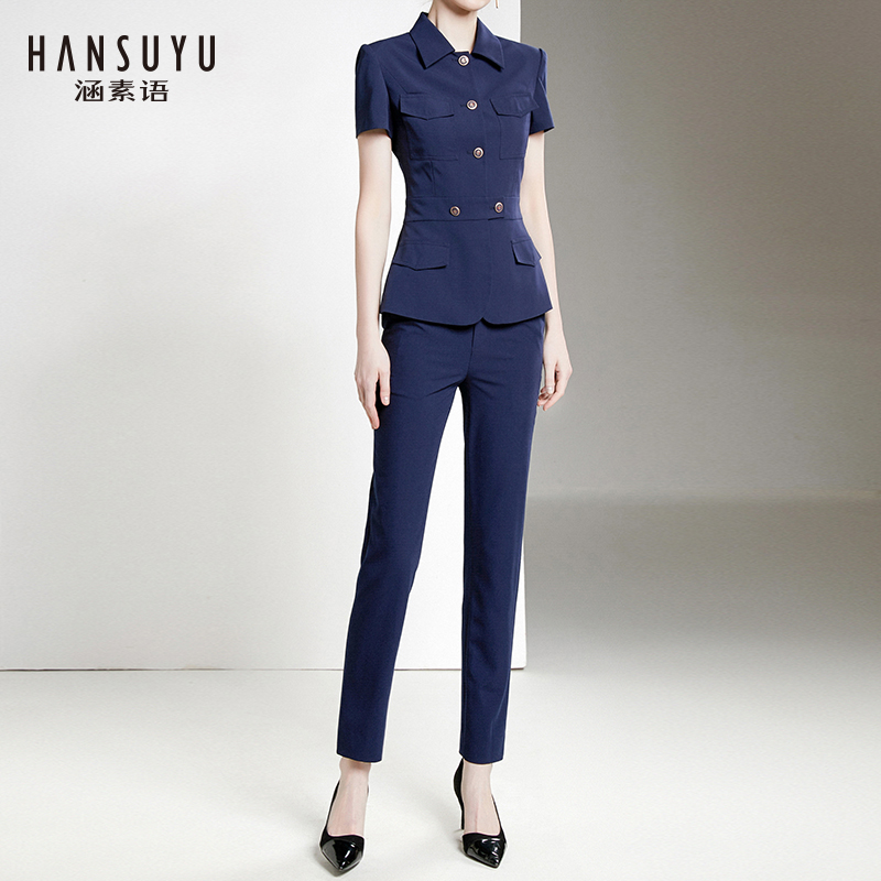 Summer suits women's short-sleeved formal wear fashion business high-end work clothes temperament beauty salon work clothes tooling